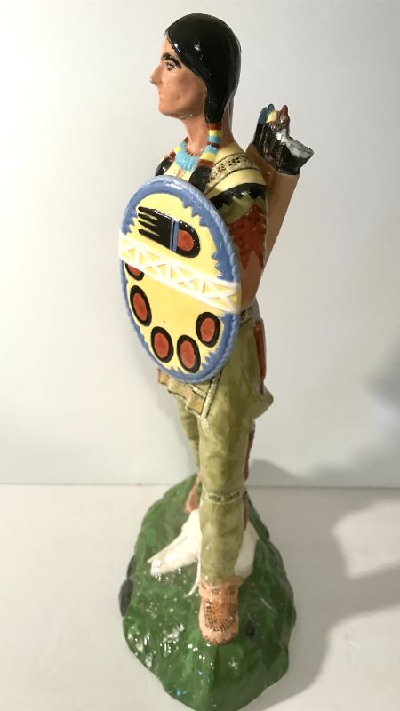 Photo 2 of NATIVE AMERICAN INDIAN WARRIOR HAND PAINTED GLAZED CERAMIC STATUS 
H-17”