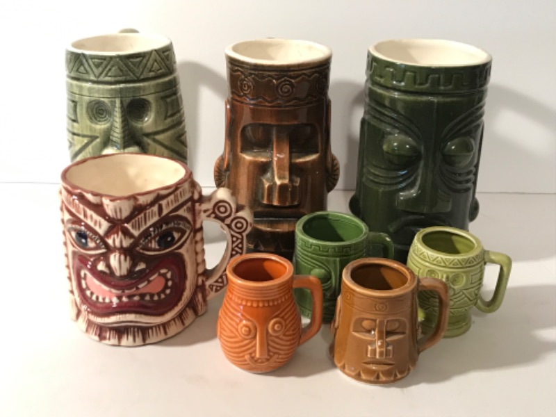 Photo 1 of VINTAGE WESTWOOD TIKI MUGS HANDCRAFTED IN JAPAN &
SHOT GLASSES MADE IN JAPAN