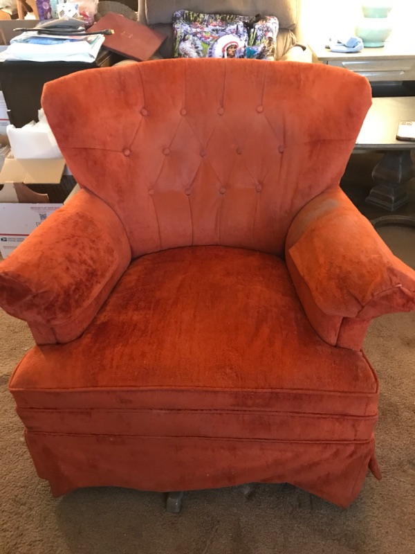 Photo 2 of VINTAGE ORANGE CRUSH
SWIVEL CLUB CHAIR
W-27// D-28 // H-28