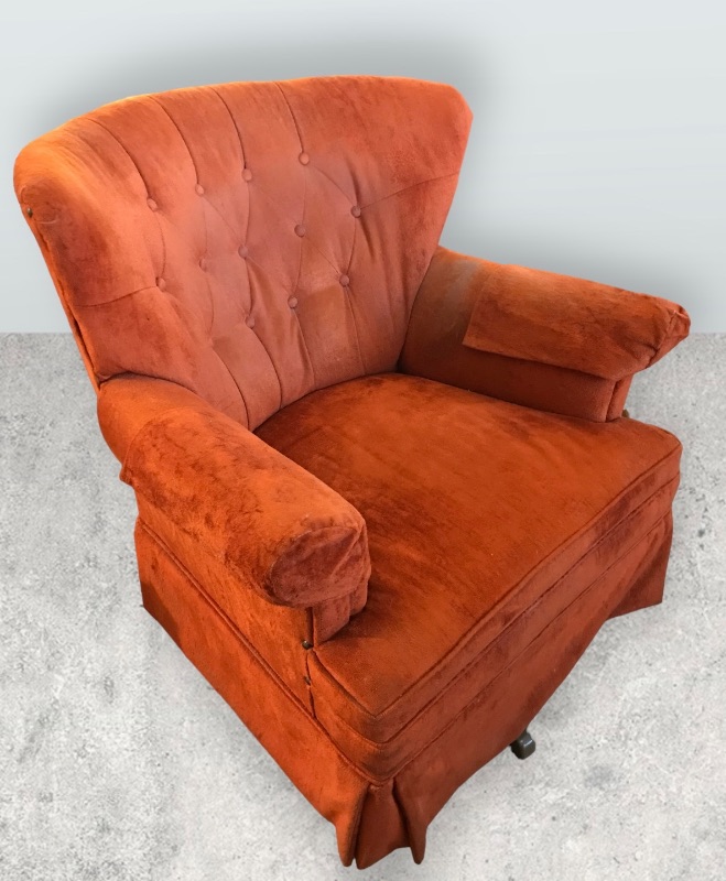 Photo 1 of VINTAGE ORANGE CRUSH
SWIVEL CLUB CHAIR
W-27// D-28 // H-28