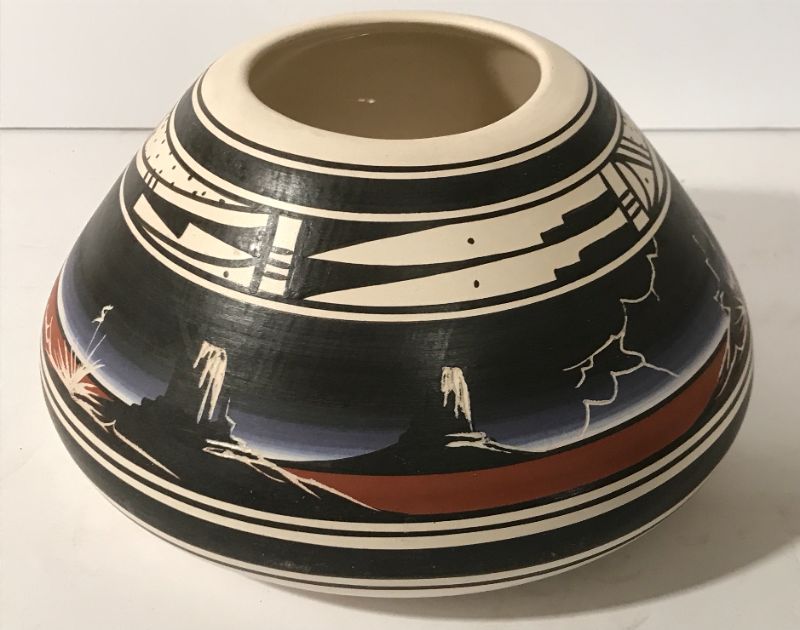 Photo 1 of CEDAR MESA NATIVE AMERICAN POTTERY HAND PAINTED SIGNED BY ARTIST
W/8”  H/4”