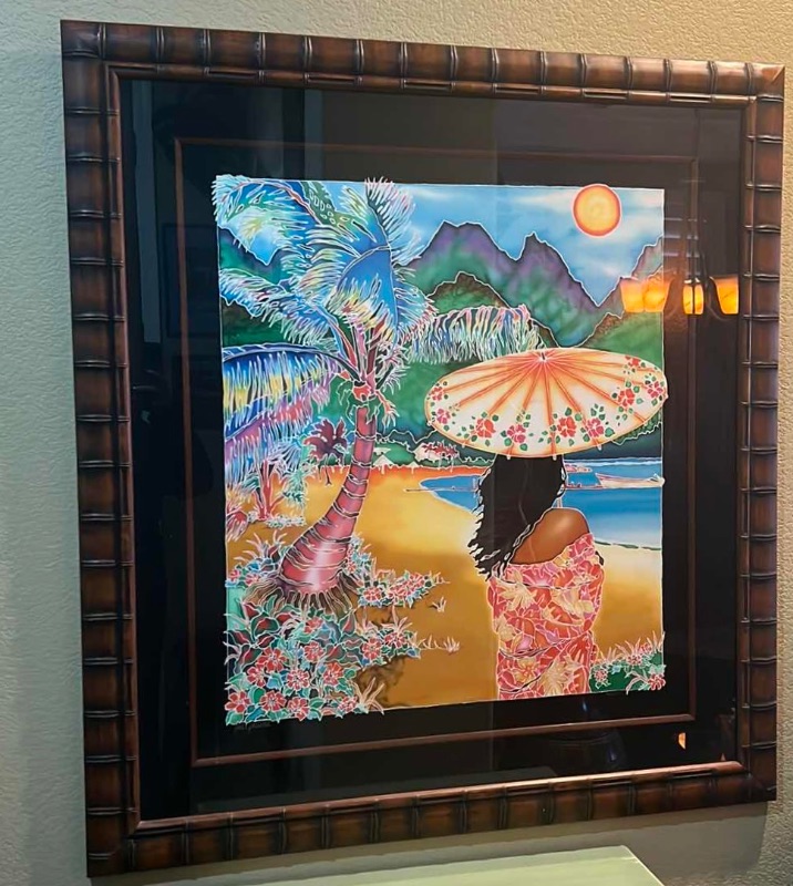 Photo 1 of MAHOGANY FRAMED "TROPICAL" ARTIST SIGNED & NUMBERED ARTWORK  41” x 45”
