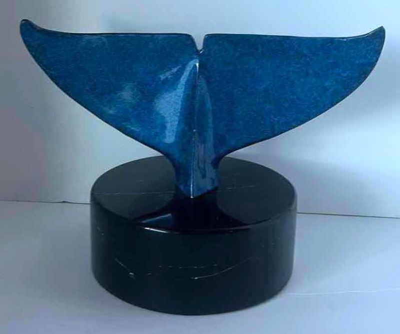 Photo 1 of WHALES TALE SCULPTURE ON HEAVY MARBLE BASE13 1/2” x 9 1/2
