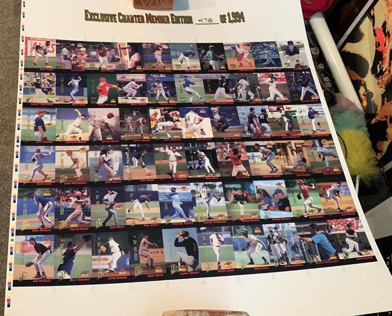 Photo 1 of 1994 SIGNATURE ROOKIES MLB BASEBALL PLAYER UNCUT SHEET EXCLUSIVE CHARTER MEMBER EDITION 478 OF 1984 DEREK JETER ROOKIE
