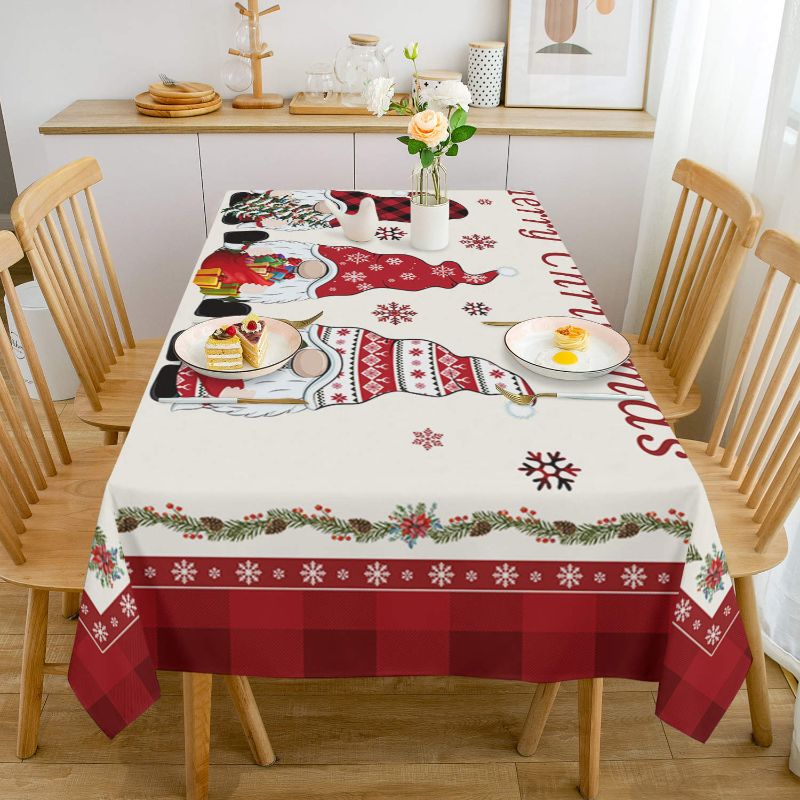 Photo 1 of CHRISTMAS GNOME TABLE CLOTH RECTANGULAR COTTON LINEN COVER FOR DINING TABLE