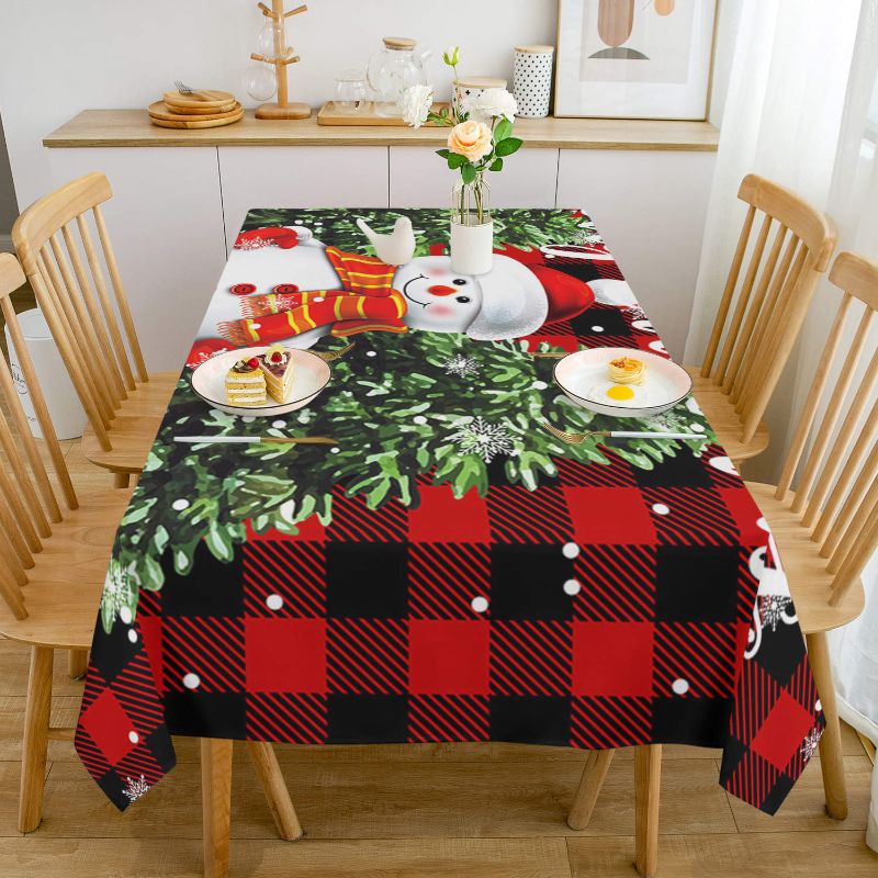 Photo 1 of CHRISTMAS SANT CLAUS TABLE CLOTH RECTANGULAR COTTON LINEN COVER FOR DINING TABLE