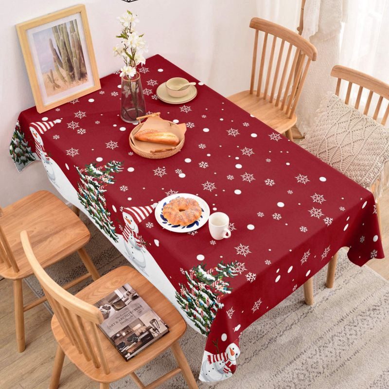 Photo 1 of CHRISTMAS SNOWFLAKE TABLE CLOTH RECTANGULAR COTTON LINEN COVER FOR DINING TABLE