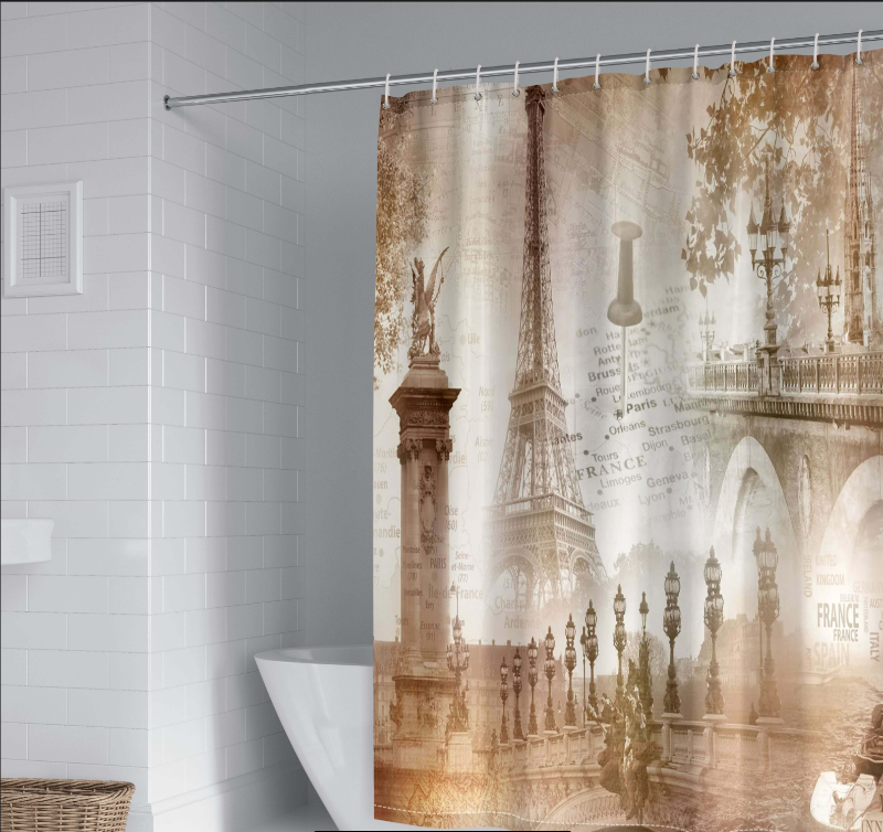 Photo 1 of PARIS BATHROOM SHOWER CURTAIN WITH HOOKS