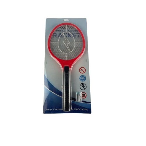 Photo 1 of BUG ELECTRIC FLY AND MOSQUITO SWATTER RACKET 18 INCHES CAN BE USED INDOORS AND OUTDOORS BATTERY OPERATED 2 AA BATTERIES INCLUDED 3000 VOLTS COLOR RED NEW 