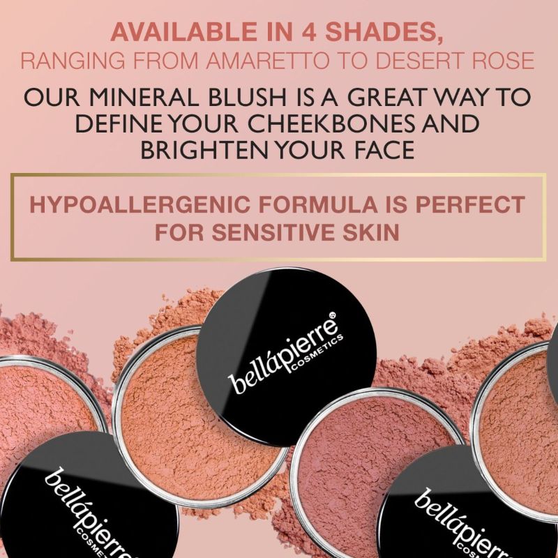 Photo 3 of DESERT ROSE PEACHY SOFT PINK CREAMY PRESSED MINERAL BLUSH COMPACT WITH POWDER PUFF TALC AND PARABEN FREE APPLY SMOOTH AND LOOK NATURAL NEW