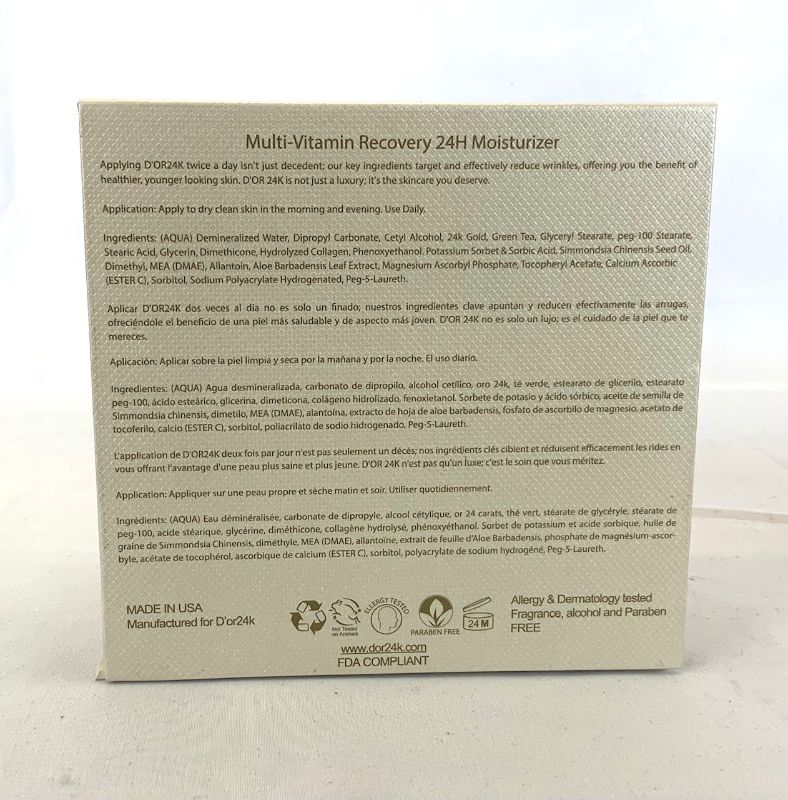 Photo 4 of 24K MULTIVITAMIN RECOVERY 24H MOISTURIZER AMPLIFIES SKINS NATURAL COLLAGEN PRODUCTION TO APPEAR YOUNGER AND HEALTHIER THE GOLD WORKS IN CONJUNCTION WITH GREEN TEA PROTECTING YOUR SKIN FROM SUN DAMAGE REDUCING INFLAMMATION AND BUILD COLLAGEN NEW IN BOX