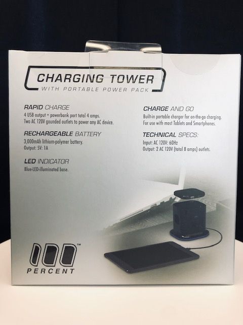 Photo 3 of 100 PERCENT HYBRID TOWER CHARGING STATION WITH AC OUTLET AND USB CHARGE FOR LAPTOPS TABLETS SMARTPHONES WITH TAKING OUT POWER PACK NEW IN BOX