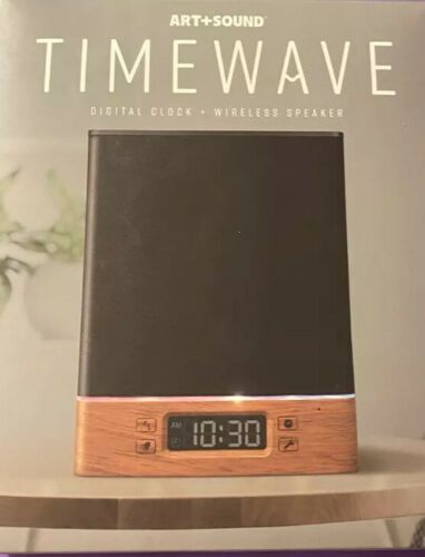 Photo 2 of ART SOUND TIME WAVE DIGITAL CLOCK WIRELESS SPEAKER WITH BLUETOOTH ALARM CLOCK REACTIVE MULTICOLORED LED BUILT-IN RECHARGEABLE BATTERY AND CHARGING CABLE NEW IN BOX 
