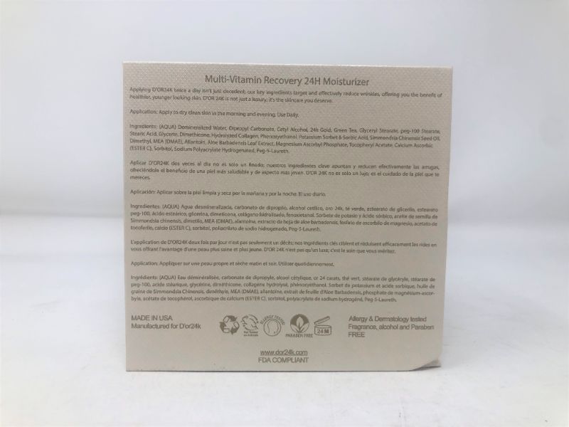 Photo 1 of 24K MULTIVITAMIN RECOVERY 24H MOISTURIZER AMPLIFIES SKIN NATURAL COLLAGEN PRODUCTION TO APPEAR YOUNGER AND HEALTHIER THE GOLD WORKS IN CONJUNCTION WITH GREEN TEA PROTECTING YOUR SKIN FROM SUN DAMAGE REDUCING INFLAMMATION AND BUILD COLLAGEN NEW IN BOX 