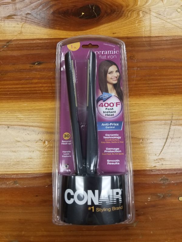 Photo 2 of CERAMIC 1 INCH FLAT IRON 30 SECOND HEAT UP HANDLE LOCK FEATURE FLOATING PLATES STATIC FREE UPTO 400 DEGREES F NEW 