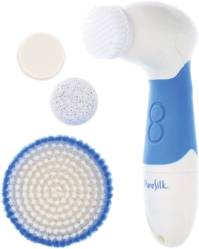 Photo 1 of PURE SILK ELECTRIC WATERPROOF SILICONE FACIAL CLEANSING BRUSH 4 CHANGEABLE HEADS BATTERY REQUIRED AA NEW 
