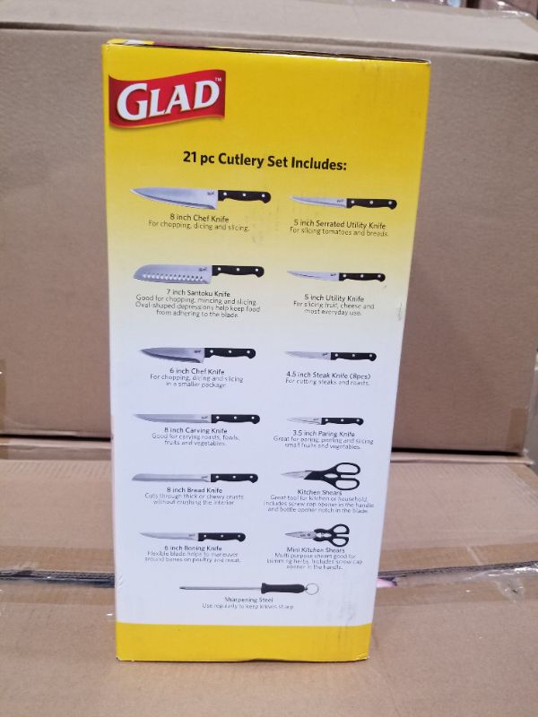 Photo 2 of GLAD 21 PC CUTLERY SET WITH HOLDING BLOCK NEW 