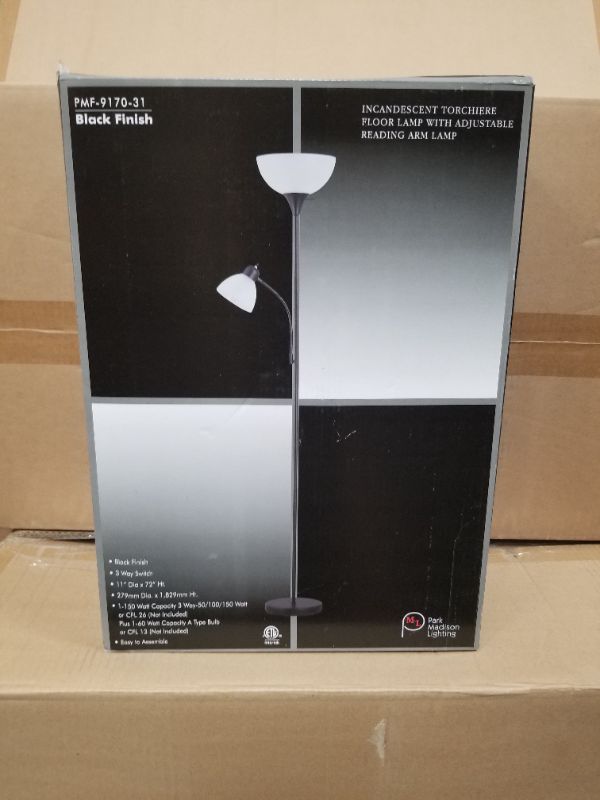 Photo 1 of BLACK FINISH FLOOR LAMP 3 WAY SWITCH 72IN TALL NEWe