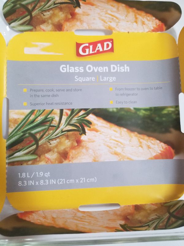 Photo 2 of GLAD GLASS OVEN DISH LARGE 8.3IN × 8.3IN 1.9QT NEW