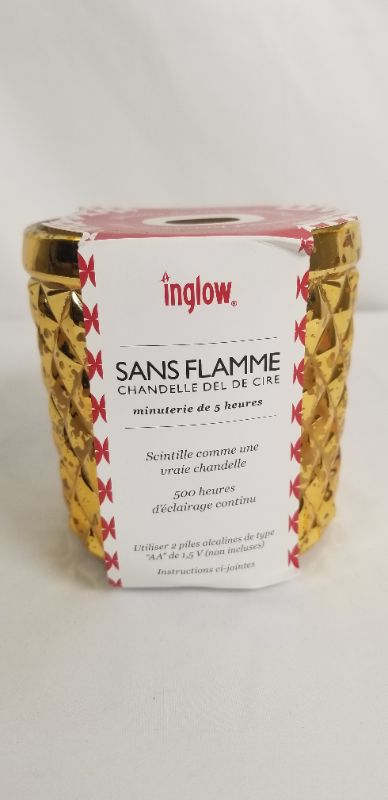 Photo 2 of INGLOW FLAMELESS LED REAL WAX CANDLE 5 HOUR TIMER GOLD NEW