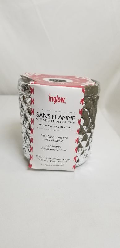 Photo 1 of INGLOW FLAMELESS LED REAL WAX CANDLE 5 HOUR TIMER SILVER NEW