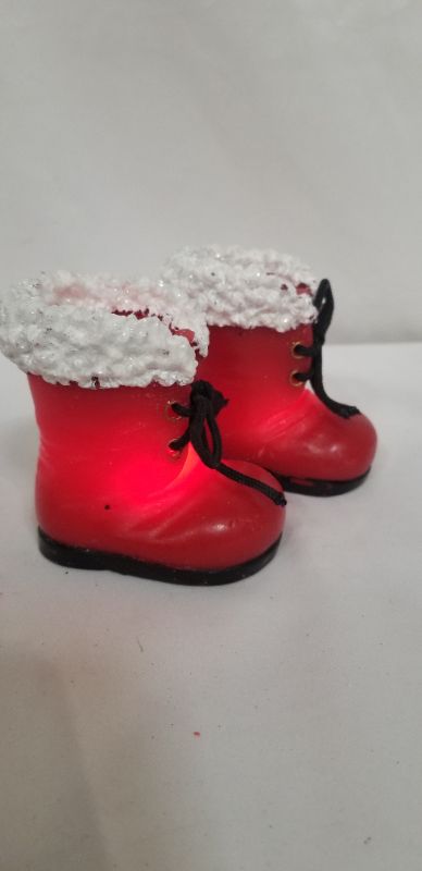 Photo 2 of 2PK WAX MINI BOOTS W/ LACES LED 3.25 W/ TIMER NEW