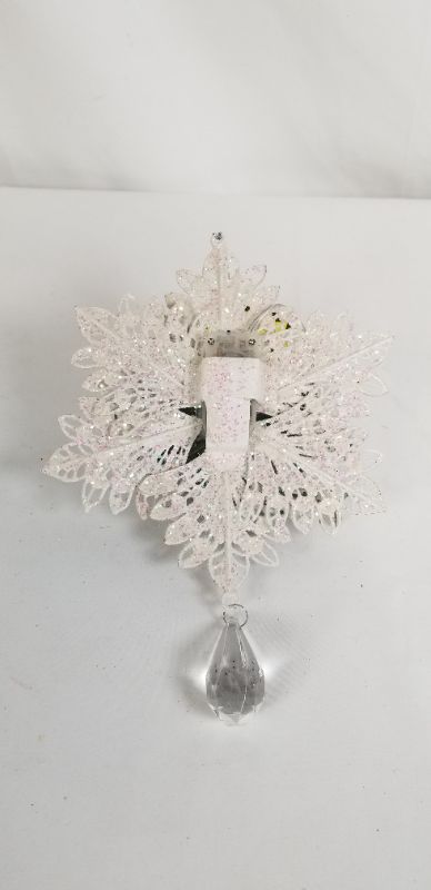 Photo 2 of WHITE SNOWFLAKE SEASON'S SPARKLE LED ORNAMENT NEW 