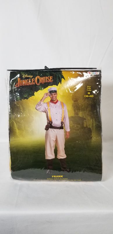 Photo 1 of DISNEY JUNGLE CRUISE FRANK JUMPSUIT BELT HANDKERCHIEF AND HAT ADULT SIZE M 38-40 NEW