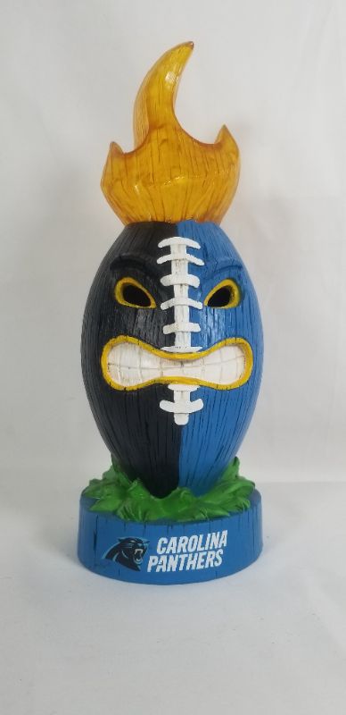 Photo 1 of CAROLINA PANTHERS  LIT LED FOOTBALL STATUE  RESIN 4.25Dx11.5H BATTERIES NOT INCLUDED NEW