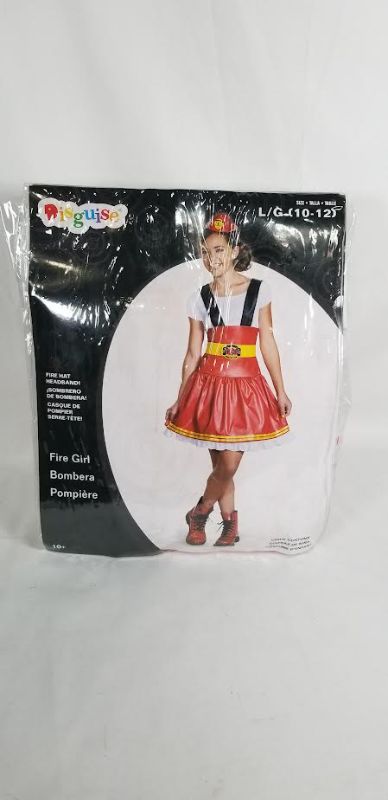 Photo 1 of   FIRE GIRL DRESS AND HEADBAND CHILD COSTUME SIZE L 10-12 NEW 
