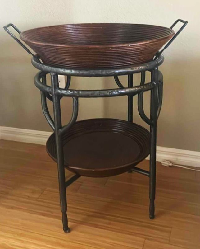 Photo 1 of METAL ACCENT TABLE WITH UNIQUE BASKET TOP 28“ x H 30“