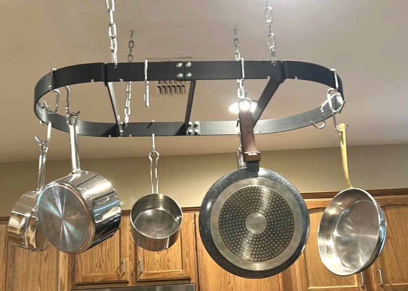 Photo 1 of POT RACK WITH POTS AND PANS