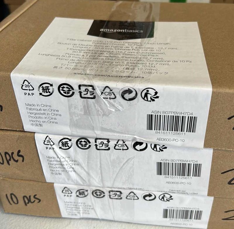 Photo 2 of AMAZON BASICS TBAR CABINET KNOBS POLISHED CHROME 3 BOXES OF 10