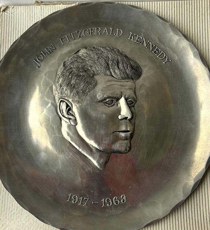 Photo 1 of PEWTER FIRST EDITION OF 5000 JFK COMMEMORATIVE PLATE
