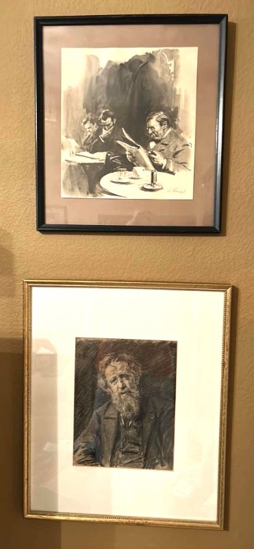 Photo 1 of 2 VINTAGE PIECES OF ARTWORK- 1 IS BY ARTHUR KAMPF LITHOGRAPH GERMAN ART 1928, 1 IS 1908  Max Liebermann Impressionism Art Constantin Meunier Portrait 