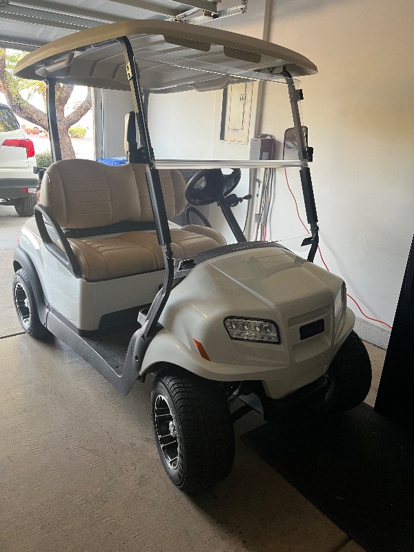 Photo 2 of BRAND NEW GLACIER WHITE 2023 CLUB CAR ONWARD 2-PASSENGER ELECTRIC GOLF CART W BEIGE SEATS- SIDE MIRRORS (ALL SALES ON GOLF CART ARE FINAL, NO REFUNDS/RETURNS)