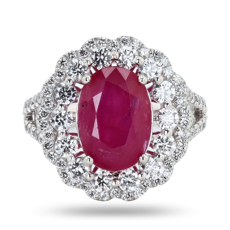 Photo 2 of   5.37ct AFRICAN Ruby and 1.46ctw Diamond Platinum Ring (GIA CERTIFIED)  (Approx Size 6-7). RN034169