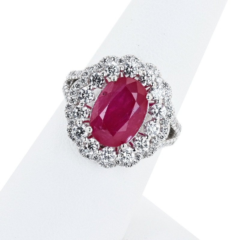 Photo 3 of   5.37ct AFRICAN Ruby and 1.46ctw Diamond Platinum Ring (GIA CERTIFIED)  (Approx Size 6-7). RN034169
