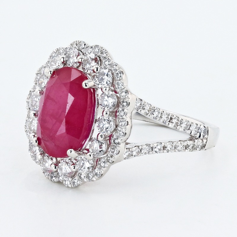Photo 1 of   5.37ct AFRICAN Ruby and 1.46ctw Diamond Platinum Ring (GIA CERTIFIED)  (Approx Size 6-7). RN034169