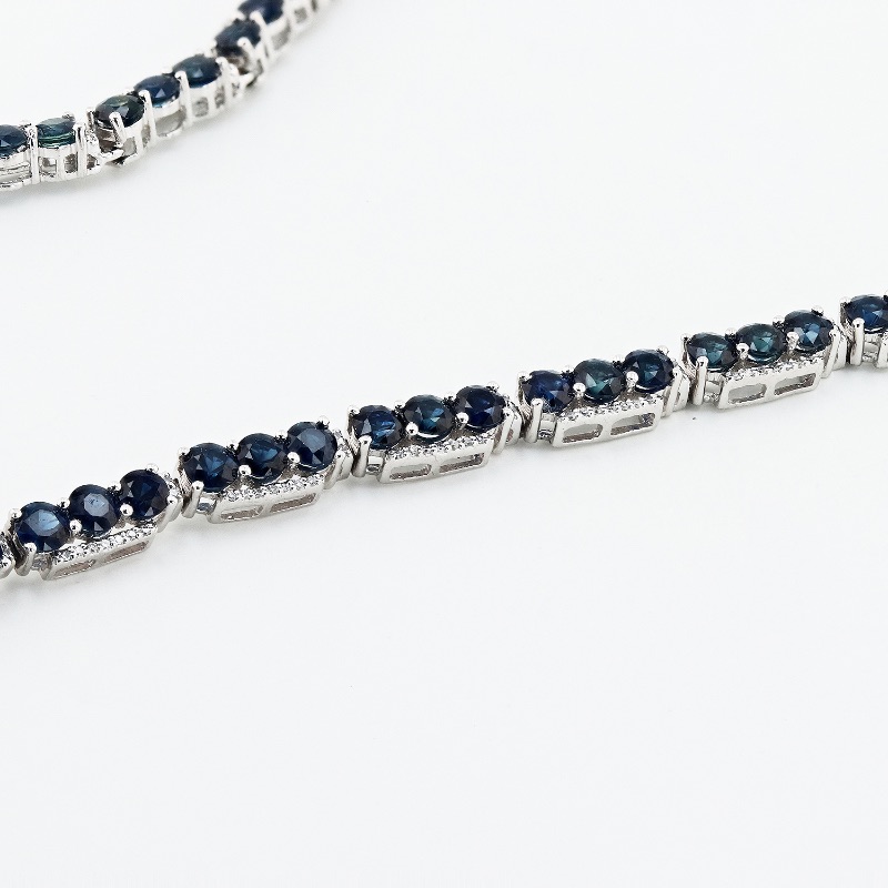 Photo 2 of  24.82ctw Blue Sapphire and 0.60ctw Diamond Platinum Necklace  NK010222