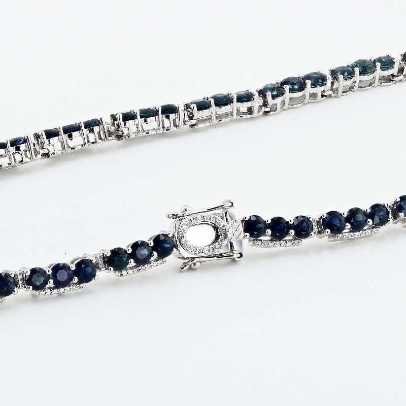 Photo 3 of  24.82ctw Blue Sapphire and 0.60ctw Diamond Platinum Necklace  NK010222