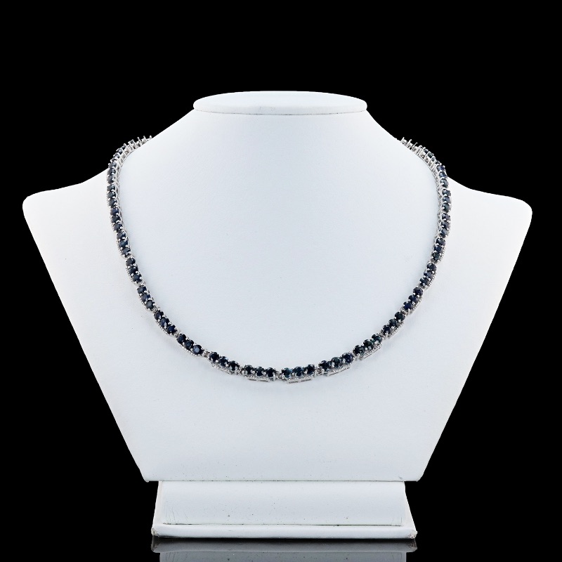 Photo 1 of  24.82ctw Blue Sapphire and 0.60ctw Diamond Platinum Necklace  NK010222