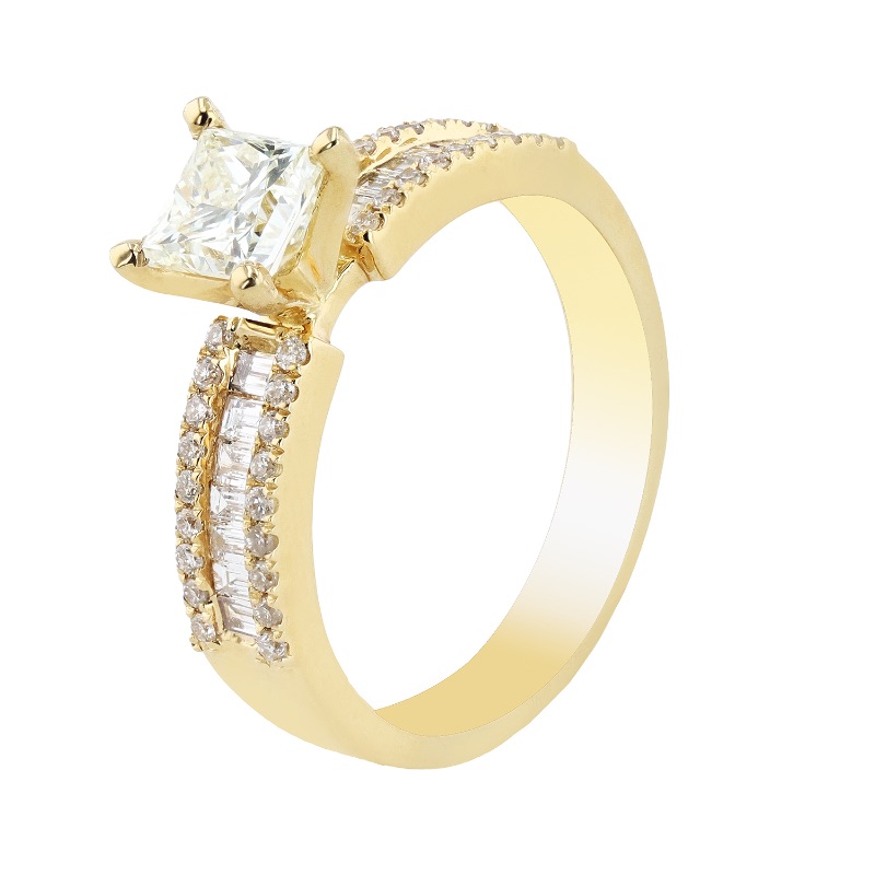 Photo 3 of 0.86ct VS1 CLARITY CENTER Diamond 18K Yellow Gold Ring (1.33ctw Diamonds) EGL USA CERTIFIED  (Approx Size 6-7)RN016509