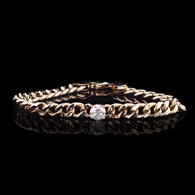 Photo 1 of 0.98ct Diamond 14K Yellow Gold Chain Bracelet  BR007186
