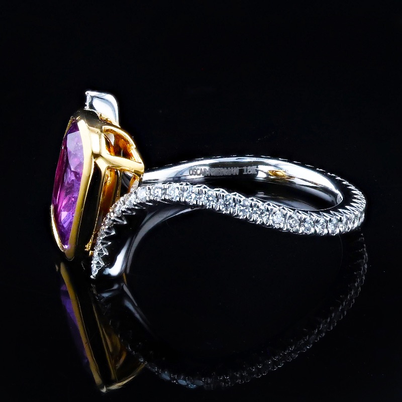 Photo 2 of 2.52ct Pinkish Purple Sapphire and 0.37ctw Diamond 18K Yellow and White Gold Ring  (Approx. Size 6-7)  RN033129