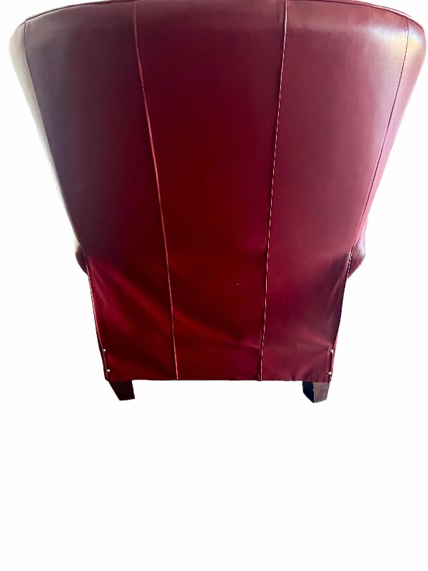 Photo 2 of COMFORT DESIGN BRAND GENUINE BURGUNDY LEATHER W NAIL HEAD TRIM HIGH BACK RECLINER