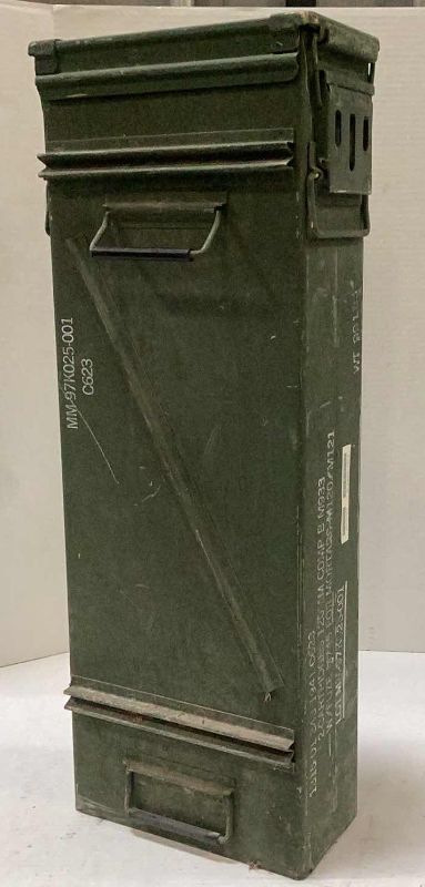 Photo 1 of METAL AMMUNITION CASE 11 X 6 X 32” H, WITH BONUS ASSORTED AMMUNITION