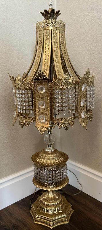 Photo 1 of VINTAGE GOLD METAL LAMP  H42” W 15”