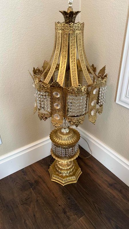 Photo 6 of VINTAGE GOLD METAL LAMP  H42” W 15”