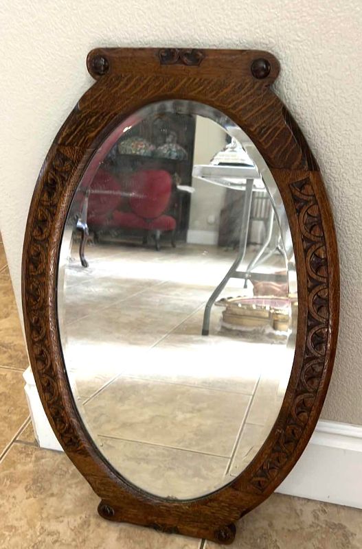 Photo 1 of ANTIQUE FRAMED OVAL MIRROR 20” x 30”